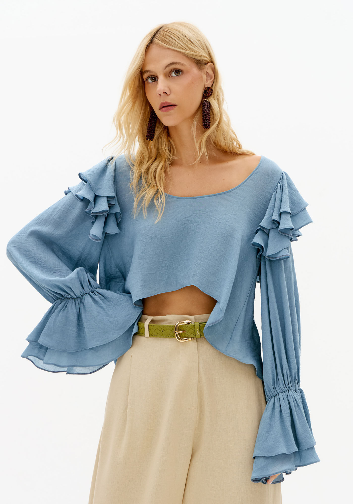 Blusa Manga Longa Com Viscose