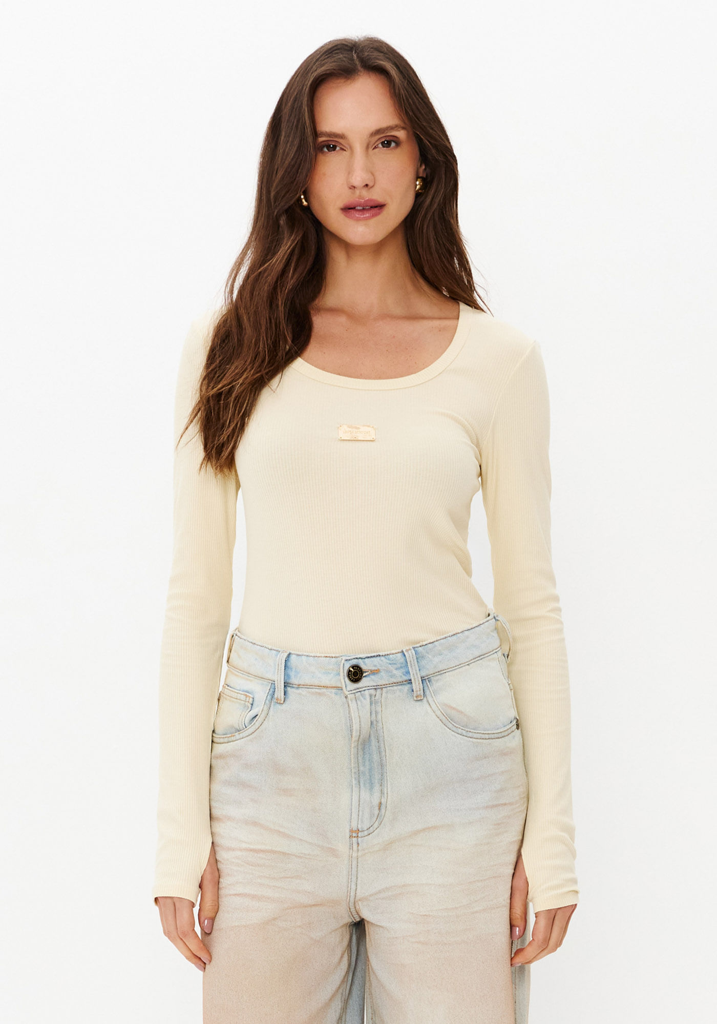 Blusa Manga Longa Alongada