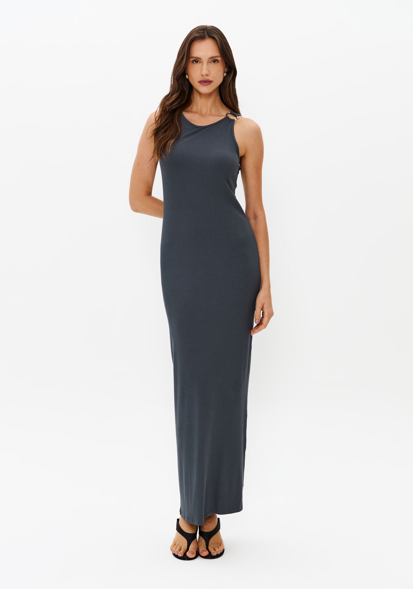 Vestido Super Midi Com Argola