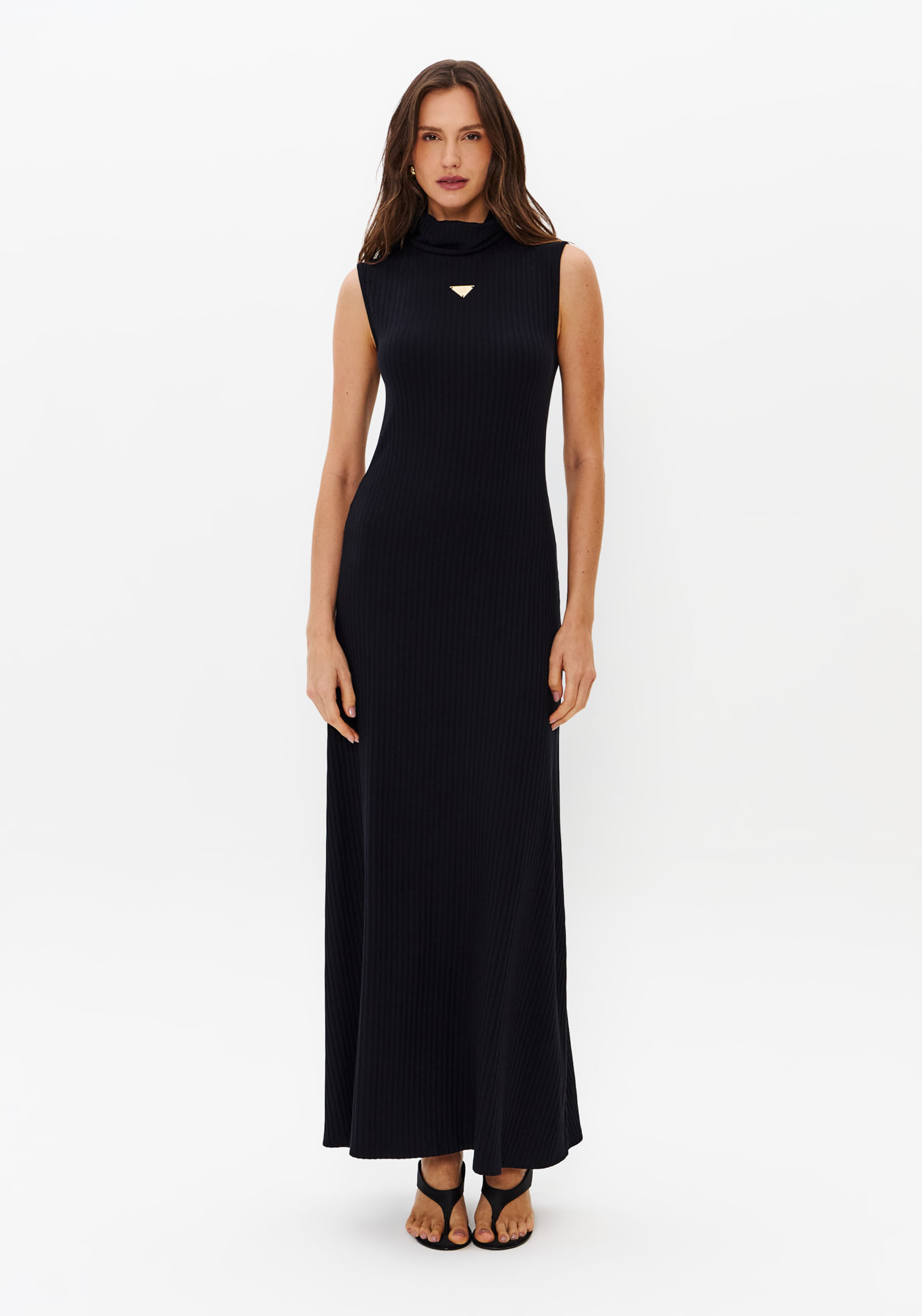 Vestido Super Midi Com Placa