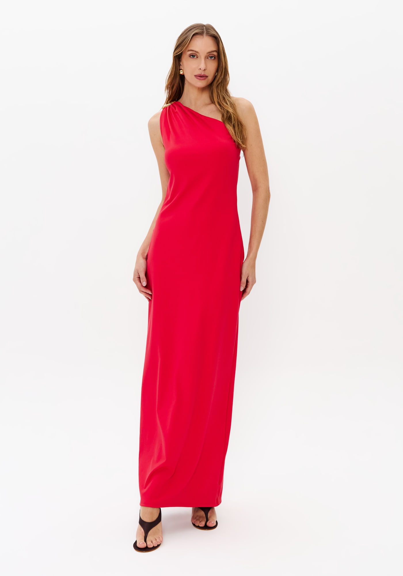Vestido Super Midi Com Metal