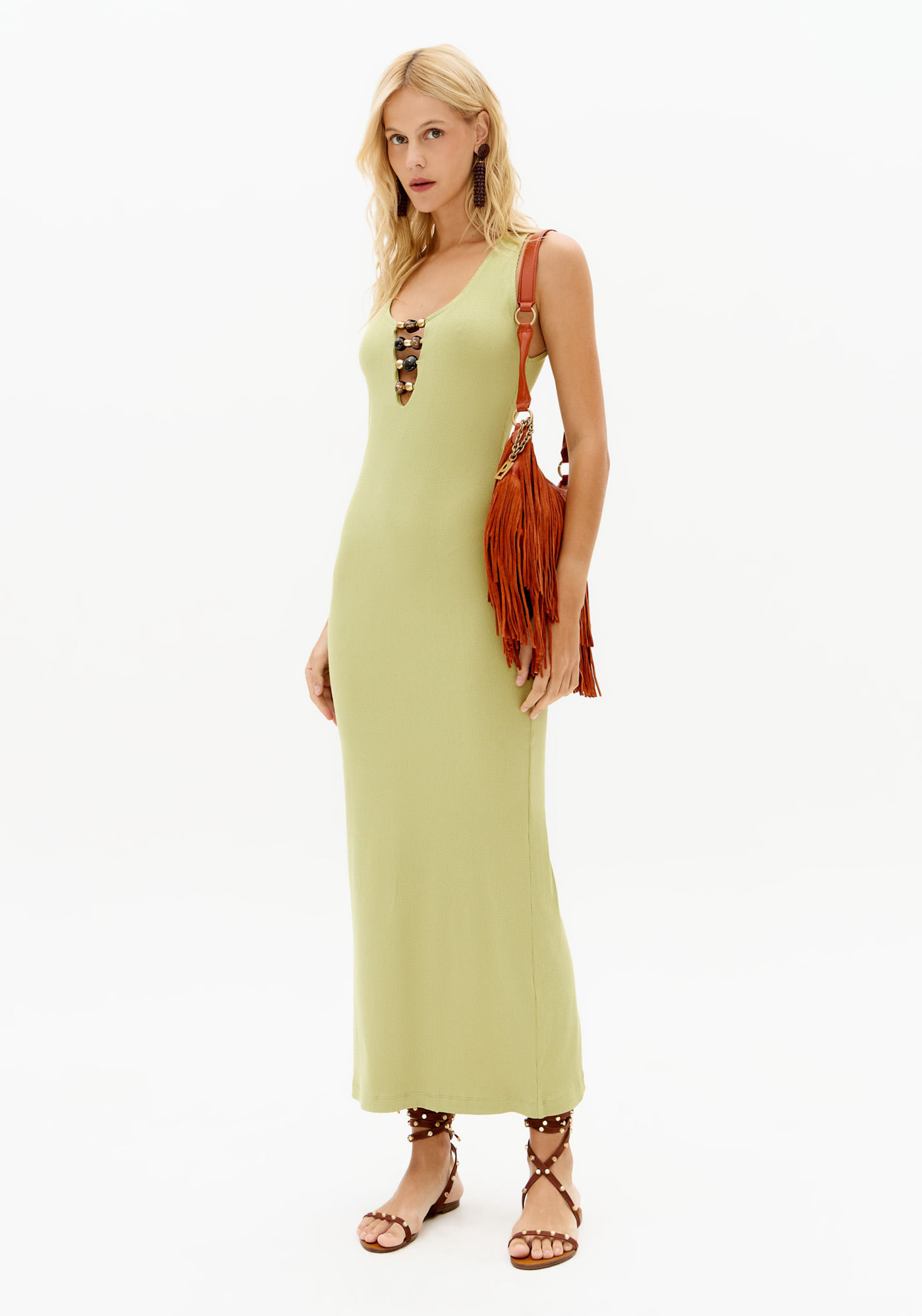 Vestido Canelado Super Midi