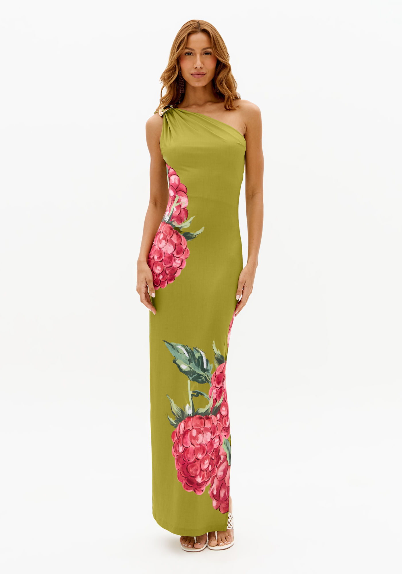 Vestido Ombro Único Super Midi Estampado