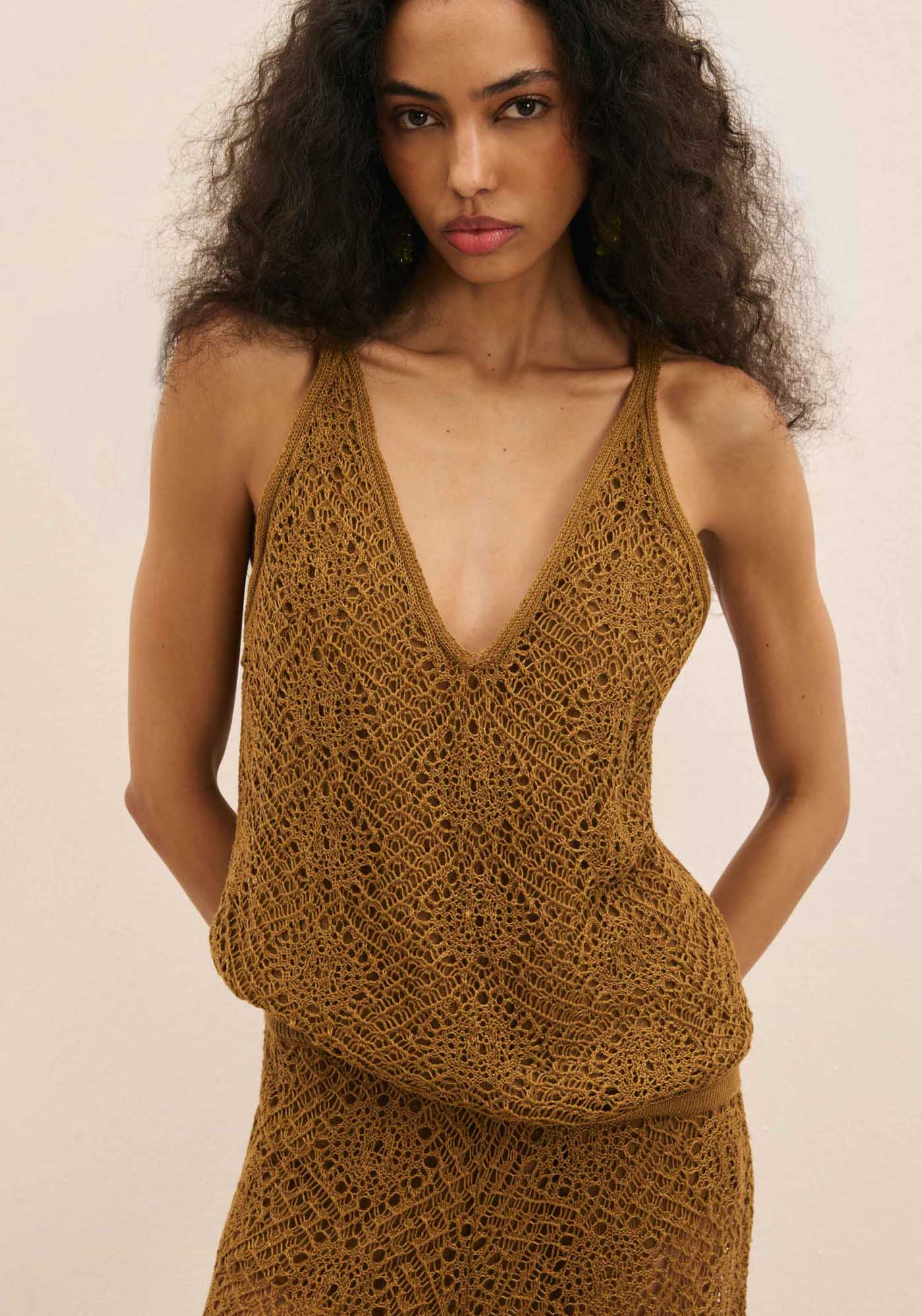 Blusa Tricô Sem Manga