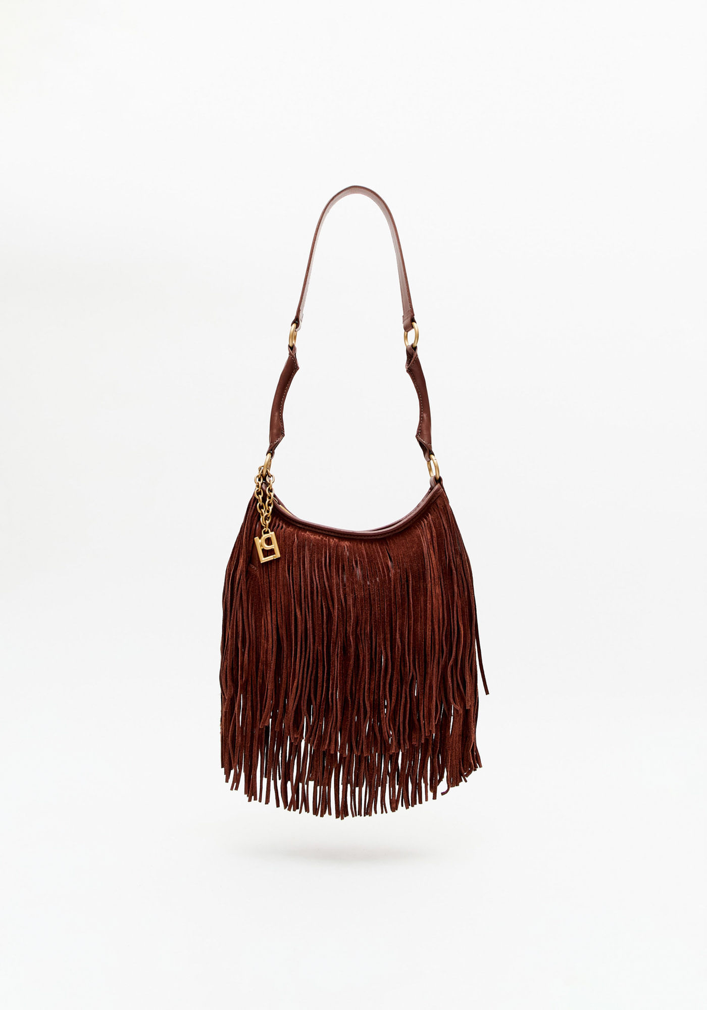 Bolsa Shoulder Com Franjas E Pingente